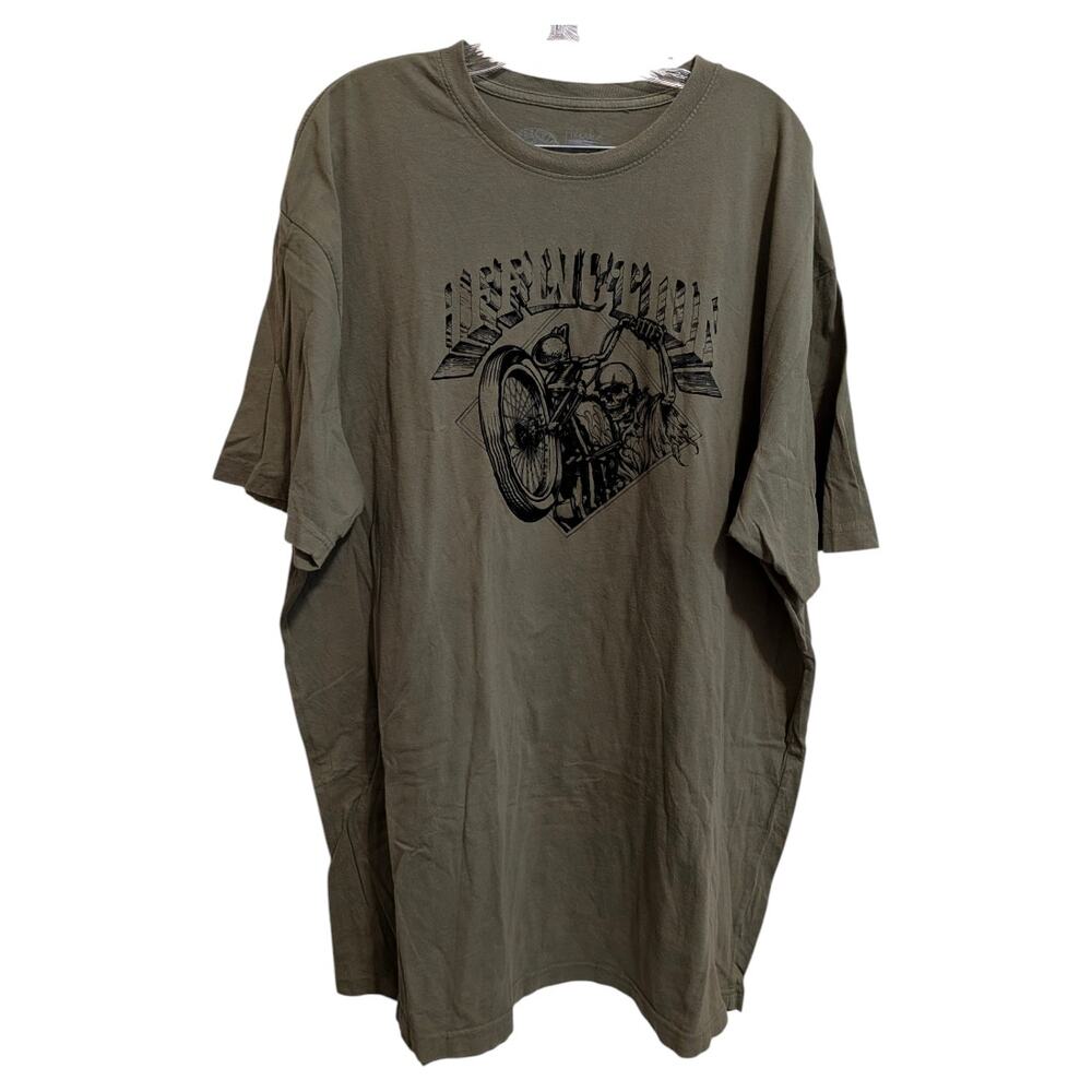 AFFLICTION Live Fast Legacy Skeleton Biker Black Velvet on Green Men's 3X